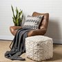 68390 - Leroy Square Cream Wool Pouf w/ Popcorn Detail