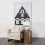 67094 - Quatrefoil 18L x 18W Gold Flower W/ Wooden Top Brass Cladding Accent Table 