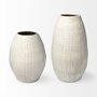69044 - Reyan Small Pearl White Ceramic Striped Vase 