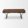 69062 - Jessie 55L x 16W Brown Leather Seat W/Black Metal Base Accent Bench