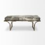69060 - Jessie 55L x 16W White/Gray Hair-On-Hide Seat W/Gold Metal Base Accent Bench