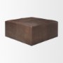 69058 - Minara 36" Square Brown Leather Wrapped w/Wood Base Ottoman