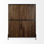 69019 - Glenn V 56L x 17W Dark Brown Wood w/ Cream Fabric Seat, 3 Drawers Hall Tree