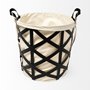 68950 - Liya 18L x 15W Black Metal Basket with Cream Fabric Liner