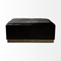 69059 - Minara 36" Square Black Leather Wrapped w/Metal Base Ottoman