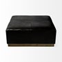 69059 - Minara 36" Square Black Leather Wrapped w/Metal Base Ottoman