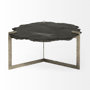 69049-AB - Shale 37" Irregular Live-Edge Black Slate w/Flat Iron Base Coffee Table 