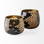 69036 - Mojave Small Black and Gold Detail Glass Vase 
