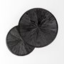 68987 - Chakra 19.7" Set of Two Round Dark Wood Top Black Frame Accent Tables