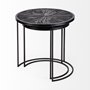 68987 - Chakra 19.7" Set of Two Round Dark Wood Top Black Frame Accent Tables
