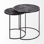 68987 - Chakra 19.7" Set of Two Round Dark Wood Top Black Frame Accent Tables