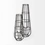 68980 - Bella Large Black Metal Cylindrical Cage Candle Holder Lantern 
