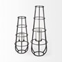 68980 - Bella Large Black Metal Cylindrical Cage Candle Holder Lantern 