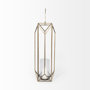 68976 - Ivy Large Gold Metal Geometric Cage Candle Holder Lantern