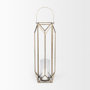 68976 - Ivy Large Gold Metal Geometric Cage Candle Holder Lantern