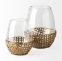 68938 - Reena I Small Gold Woven Metal Base Table Candle Holder 