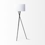 68970 - Ambrose 20.0L x 20.0W x 61.8H Black Metal W/White Fabric Shade Floor Lamp