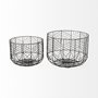 68949 - Idris Set of 2 Black Metal Geometric Mesh Bowls