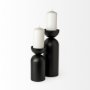 68946 - Alex Small Black Metal Cylindrical Table Candle Holder 