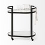 68945 - Eleonore Black Metal Frame Two-Tier w/Glass Shelves Bar Cart