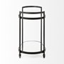 68945 - Eleonore Black Metal Frame Two-Tier w/Glass Shelves Bar Cart