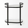 68945 - Eleonore Black Metal Frame Two-Tier w/Glass Shelves Bar Cart