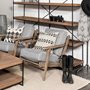 68727 - Olympus V Castlerock Grey Fabric Wrapped Brown Wooden Frame Accent Chair 
