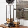 68652 - Orionis Large Wood w/ Black Metal Lantern Candle Holder