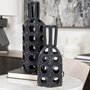 68784 - Brunel Small Black Drum-Shaped Ceramic Vase 