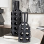 68785 - Brunel Large Black Drum-Shaped Ceramic Vase 