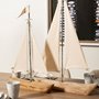 68691 - Tartane Small 17L x 2W Brown/Cream Nautical Inspired Sailboat