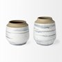 69043 - Sonnett Short White/Blue Ceramic Vase 