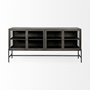 69011 - Arelius 70L x 18.75W x 32H Black-Brown Wood, Black Metal Base w/ 4 Glass Cabinet Doors Sideboard