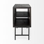 69010 - Arelius  36L x 18W Black-Brown Wood, Black Metal Base w/ 2 Glass Doors Accent Cabinet 