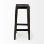 69007 - Nell 30" Seat Height Black Metal Seat & Foot Rest With Black Wood Legs Stool