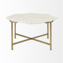 68850-AB - Vincent 33" Octagonal White Marble Tabletop w/ Gold Metal Base Coffee Table