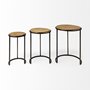 68814 - Glover (Set of 3) 20L x 20W Brown Wood Round Top W/Metal Nesting Accent Tables