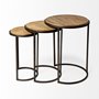 68814 - Glover (Set of 3) 20L x 20W Brown Wood Round Top W/Metal Nesting Accent Tables