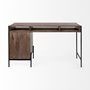 69021 - Glenn VII 56L x 22W Dark Brown Wood w/ Black Iron Frame, 3 Drawer Office Desk