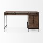 69021 - Glenn VII 56L x 22W Dark Brown Wood w/ Black Iron Frame, 3 Drawer Office Desk