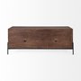 69018 - Glenn IV Dark Brown Wood w/ Black Iron Frame Media Console w/ Storage, TV Stand for TV up to 71"