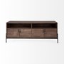 69018 - Glenn IV Dark Brown Wood w/ Black Iron Frame Media Console w/ Storage, TV Stand for TV up to 71"