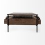 69016 - Glenn II 54x30 Dark Brown Wood w/ Black Iron Frame, Rectangle 3 Drawers Coffee Table