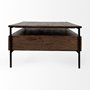 69016 - Glenn II 54x30 Dark Brown Wood w/ Black Iron Frame, Rectangle 3 Drawers Coffee Table