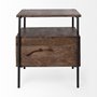 69015 - Glenn I 20L x 21W x 24H Dark Brown Wood w/ Black Iron Frame Square End/Side Table 