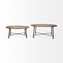 69012 - Helios (Set of 2) Brown Solid Wood Top Black Metal Base Nesting Coffee Tables