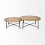 69012 - Helios (Set of 2) Brown Solid Wood Top Black Metal Base Nesting Coffee Tables
