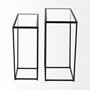 68941 - Arya (Set of 2) 24L x 10W Black Rectangular Glass Top Iron Frame Accent Table 