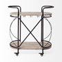 68921 - Marlon Black Metal Frame Two Tier Shelves w/Stemware holder Bar Cart