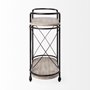 68921 - Marlon Black Metal Frame Two Tier Shelves w/Stemware holder Bar Cart